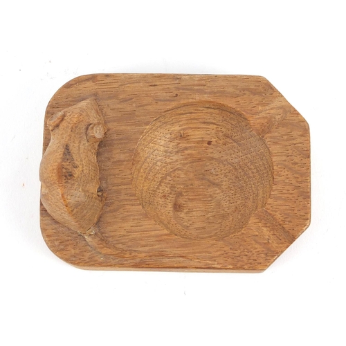 3261 - Robert Thompson Mouseman carved oak ashtray, 10cm x 7cm