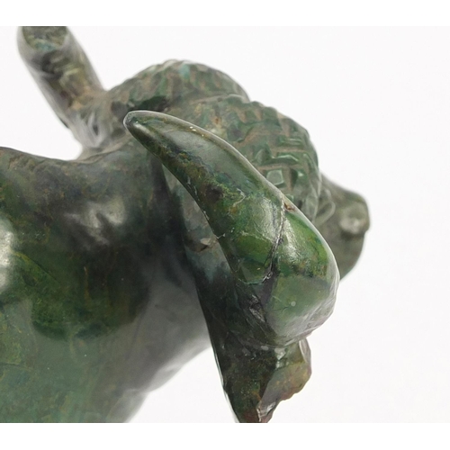 3038 - Chinese malachite carving of a water buffalo, 25cm in length