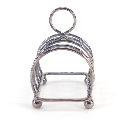 3764 - George VI silver four slice toast rack, by Atkin Brothers, Sheffield 1942, 8cm wide, 68.6g