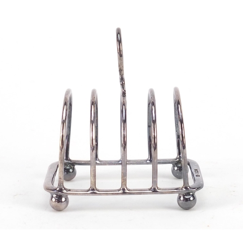 3764 - George VI silver four slice toast rack, by Atkin Brothers, Sheffield 1942, 8cm wide, 68.6g