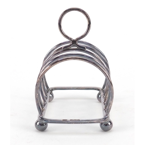 3764 - George VI silver four slice toast rack, by Atkin Brothers, Sheffield 1942, 8cm wide, 68.6g