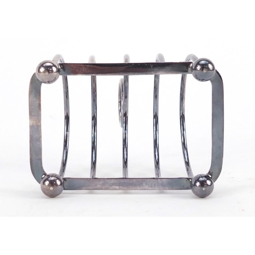 3764 - George VI silver four slice toast rack, by Atkin Brothers, Sheffield 1942, 8cm wide, 68.6g