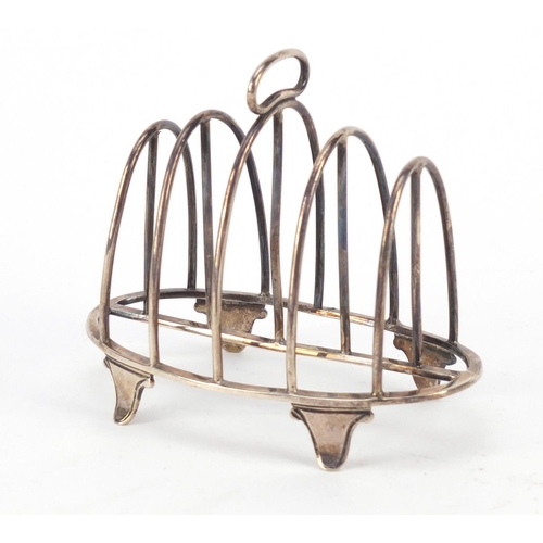 3935 - George V silver four slice toast rack by William Comyns & Sons, London 1914, 10cm wide, 68.3g