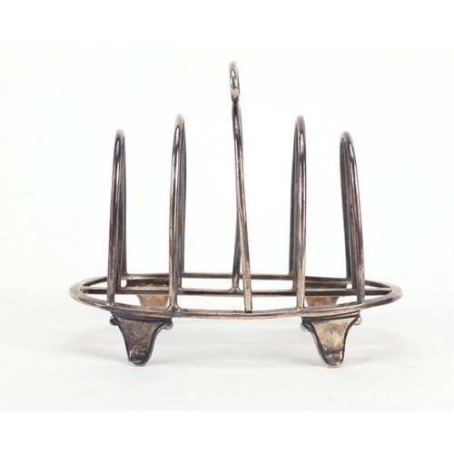 3935 - George V silver four slice toast rack by William Comyns & Sons, London 1914, 10cm wide, 68.3g