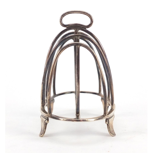 3935 - George V silver four slice toast rack by William Comyns & Sons, London 1914, 10cm wide, 68.3g