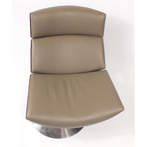 4255 - Contemporary bentwood and leather swivel lounge chair, 92cm high