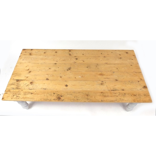 4256 - Industrial UKAA reclaimed pine coffee table with painted base and metal plaque, 47.5cm H x 160cm W x... 