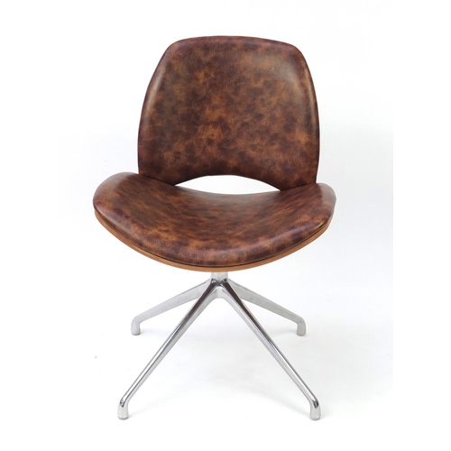 4258 - Contemporary Frovi Era swivel chair with leather upholstery, 81cm high