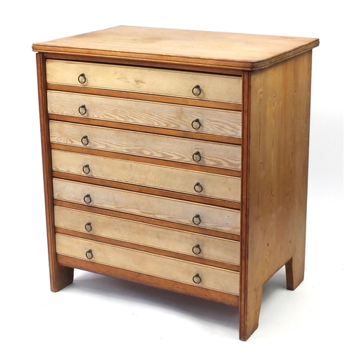 3073 - Pine artists chest fitted with seven drawers used by Alfred Daniels, 108cm H x 97cm W x 69cm D (PROV... 