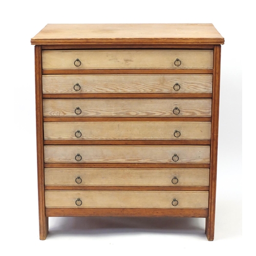 3073 - Pine artists chest fitted with seven drawers used by Alfred Daniels, 108cm H x 97cm W x 69cm D (PROV... 