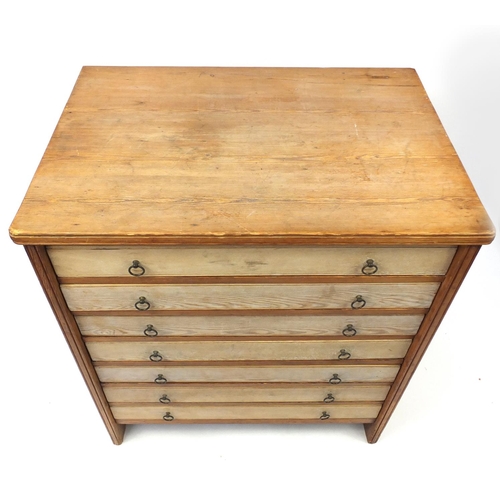 3073 - Pine artists chest fitted with seven drawers used by Alfred Daniels, 108cm H x 97cm W x 69cm D (PROV... 