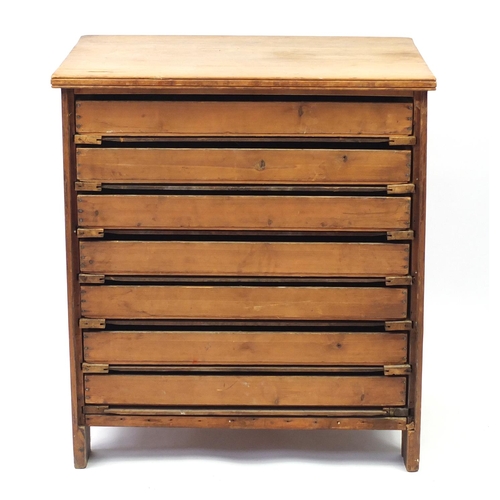 3073 - Pine artists chest fitted with seven drawers used by Alfred Daniels, 108cm H x 97cm W x 69cm D (PROV... 