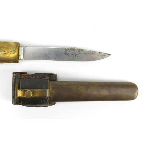 3783 - German military interest knife with scabbard impressed  Ferdinand Everts, 25cm in length