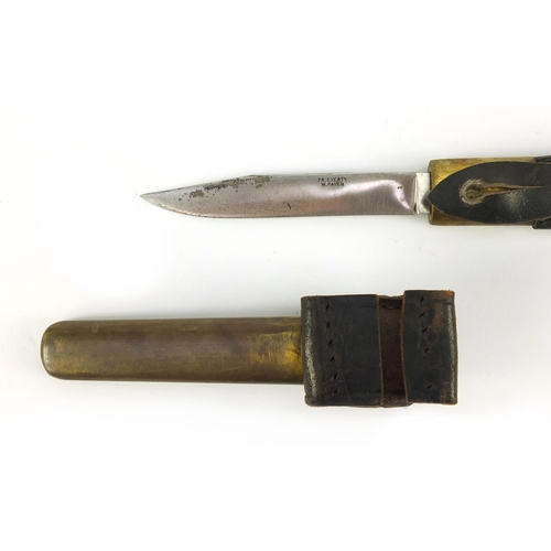 3783 - German military interest knife with scabbard impressed  Ferdinand Everts, 25cm in length