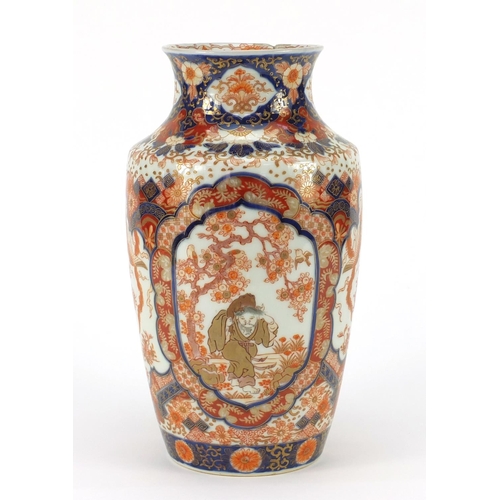 3942 - Japanese Imari porcelain vase, finely hand painted with figures, phoenixes and flowers, 28.5cm high