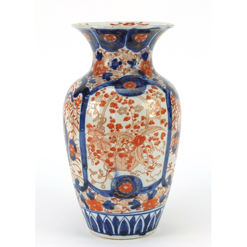 3383 - Large Japanese Imari porcelain vase, hand painted with flowers, 31.5cm high