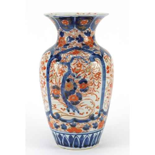 3383 - Large Japanese Imari porcelain vase, hand painted with flowers, 31.5cm high