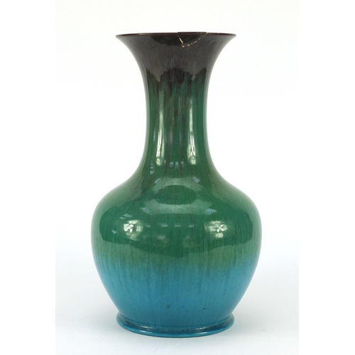 3657 - Large Pilkintons Royal Lancastrian vase having a mottled green, blue and brown glaze, numbered 2218A... 