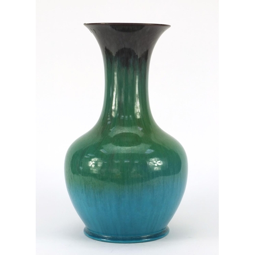 3657 - Large Pilkintons Royal Lancastrian vase having a mottled green, blue and brown glaze, numbered 2218A... 