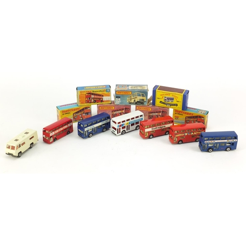 5255 - Seven vinatage Matchbox die cast vehicles with boxes including The Londoner