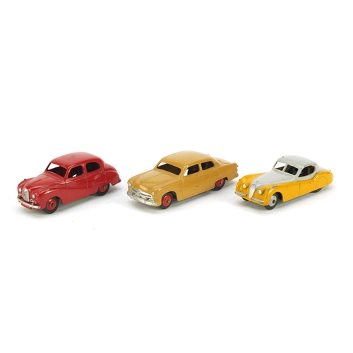 3307 - Four vintage Dinky die cast vehicles with boxes comprising, 171 Jaguar XK120 Coupe, 161 Austin Somer... 