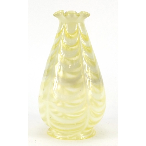 3154 - Art Nouveau vaseline glass shade, 26cm high