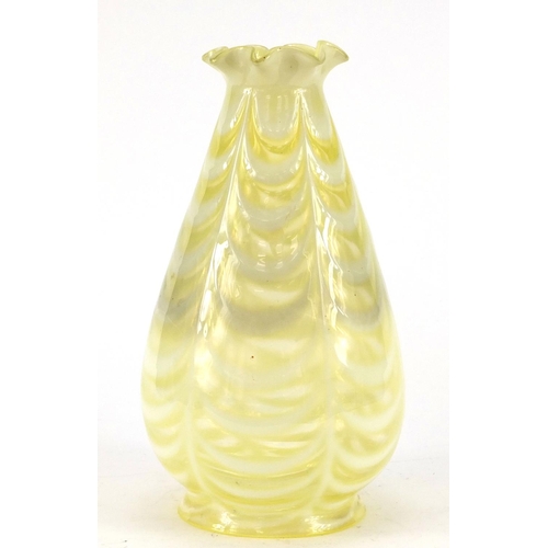 3154 - Art Nouveau vaseline glass shade, 26cm high