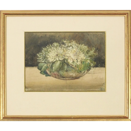 4120 - Elizabeth Sarah Fulleylove - Still life flowers, Edwardian watercolour, inscribed verso, mounted, fr... 