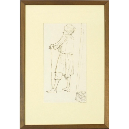 3538 - Attributed to Henry Martyn Lack - Standing Turk with turban, ink on paper, inscribed verso, mounted,... 