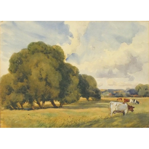4250 - W F Norris 1926 - Cattle in a landscape, watercolour, mounted framed and glazed, 35.5cm x 25.5cm