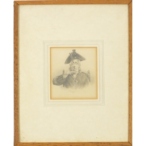 3398 - Collins 1841 - Portrait of a gentleman in a chair, 19th century pencil, mounted, framed and glazed, ... 