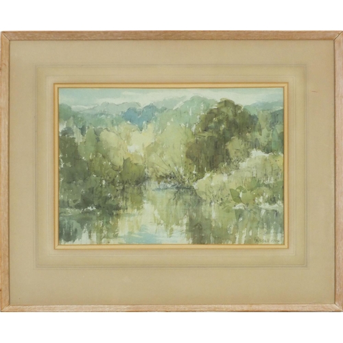 3718 - Osmond Hick Bissell 1964 - In the valley of the Teme, watercolour, inscribed verso, mounted, framed ... 