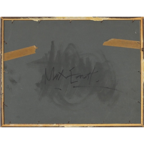 3502 - Manner of Max Ernst - Antarctic scene, oil on paper, inscribed verso, mounted, framed and glazed, 32... 