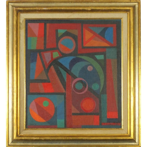 4012 - Manner of Auguste Herbin - Abstract composition, oil on board, details verso, mounted and framed, 56... 