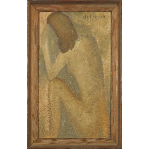 3168 - Nude female, Impressionist oil on canvas, signed Delpepin, framed, 39.5cm x 22.5