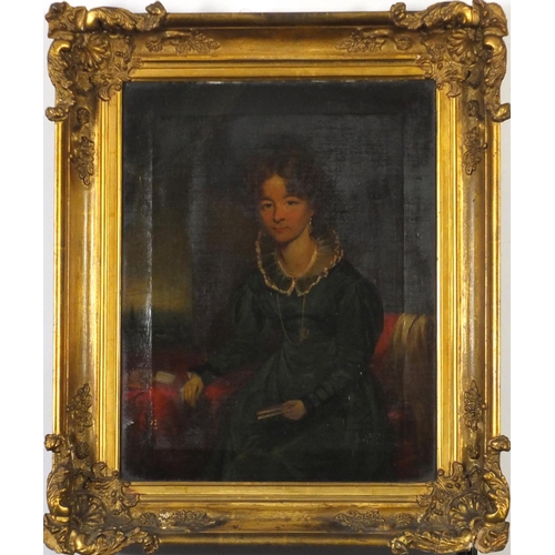 3234 - Portrait of a Jewish girl in an interior, 19th century oil on canvas, framed, 50.5cm x 38cm