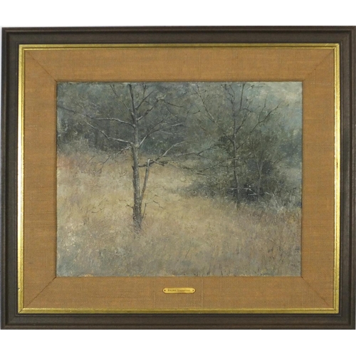 3032 - Attributed to Bruno Liljefors - Forest landscape, Swedish school oil on board, mounted and framed, 4... 