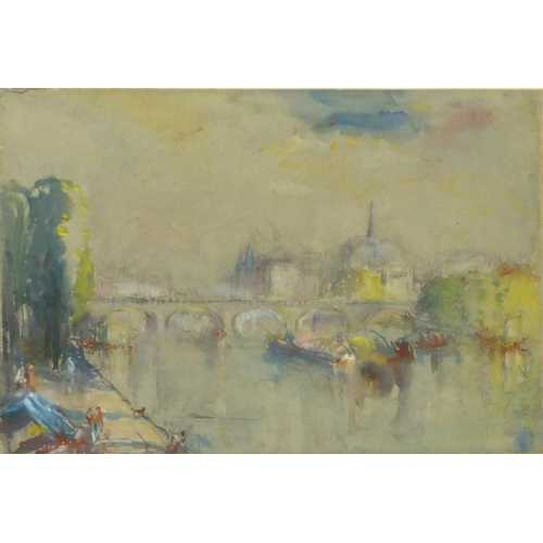 3582 - Chusi Kurihara - Venice and a village scene, four Impressionist watercolours, each mounted, framed a... 