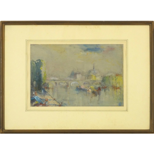 3582 - Chusi Kurihara - Venice and a village scene, four Impressionist watercolours, each mounted, framed a... 