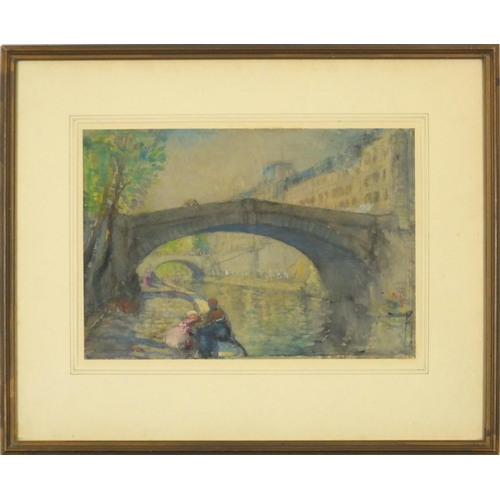 3582 - Chusi Kurihara - Venice and a village scene, four Impressionist watercolours, each mounted, framed a... 