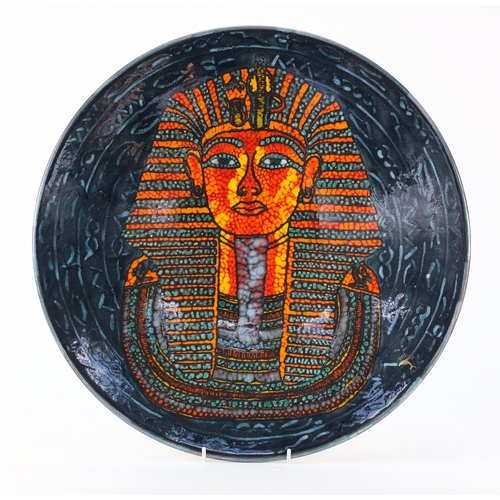 3254 - Poole Studio pottery Tutankhamun charger, by Nicola Massarella, numbered KK46, 41cm in diameter, box... 