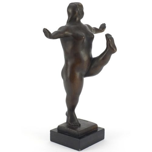 3593 - Modernist patinated bronze of a standing nude female after Ferdinand Preiss, 35cm high