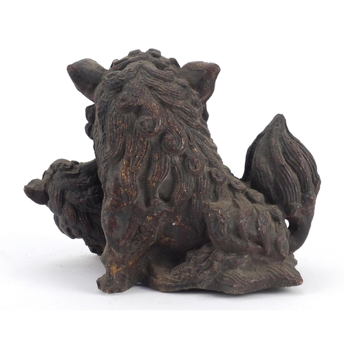 3945 - Chinese patinated bronze Foo dog, 19cm wide