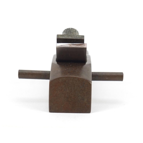 3988 - Patinated bronze carpenter's plane, 8.5cm in length