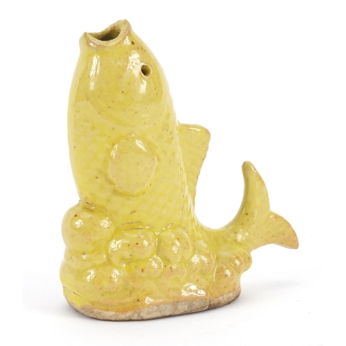 3939 - Chinese porcelain yellow glazed fish design water dropper, 7cm