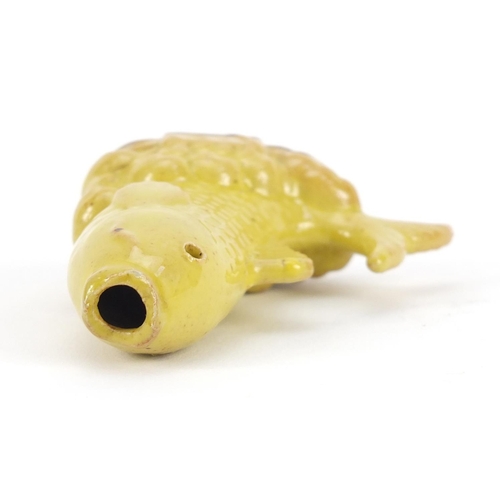 3939 - Chinese porcelain yellow glazed fish design water dropper, 7cm