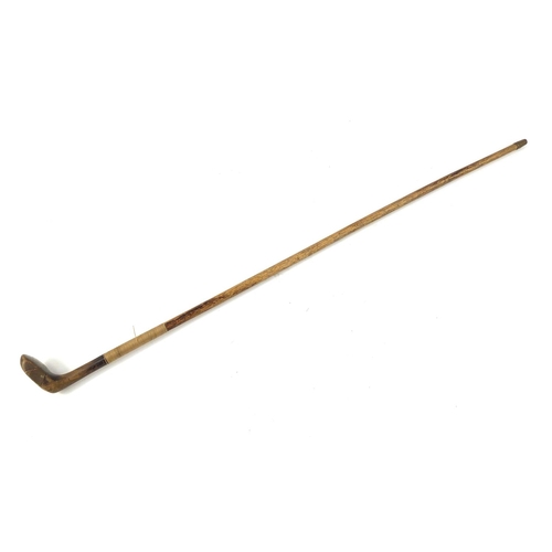 3340 - Golfing interest Sunday walking stick putter inset with  brass, 90cm in length