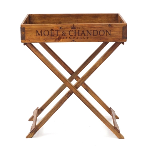 3733 - Moet & Chandon design butler's tray on stand, 78.5cm H x 65cm W x 44.5cm D