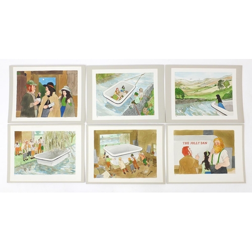 3075 - John Sewell - Collection of original watercolour illustrations, the largest approximately 45cm x 35c... 