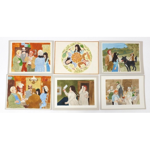 3075 - John Sewell - Collection of original watercolour illustrations, the largest approximately 45cm x 35c... 